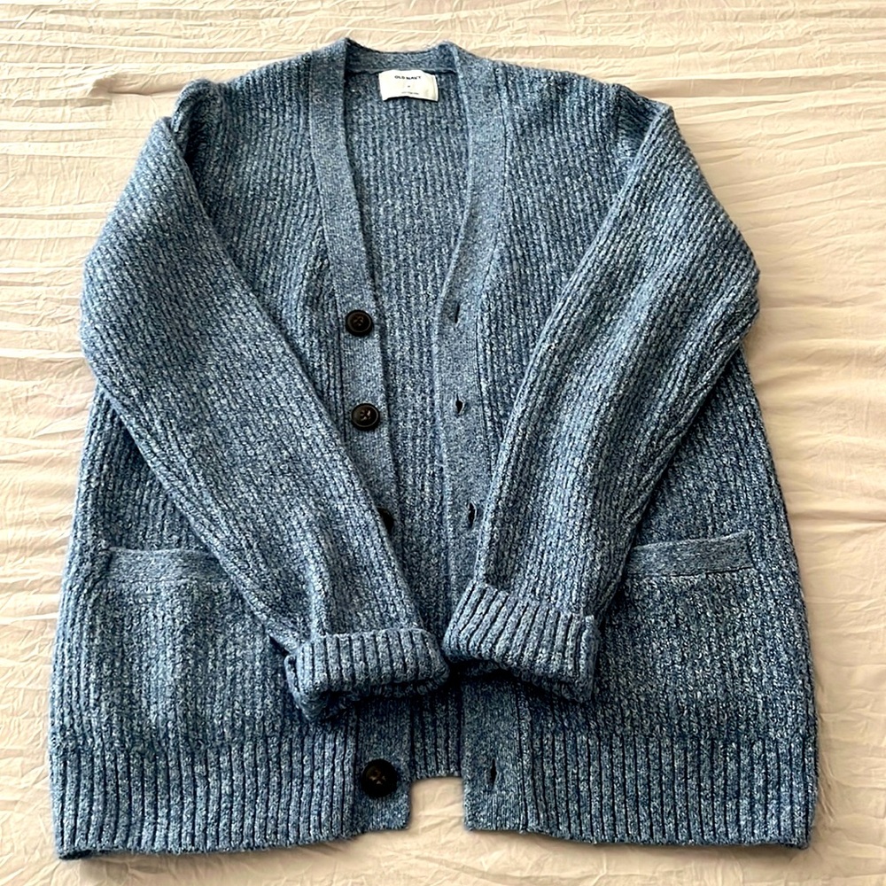 Light blue cardigan sweater